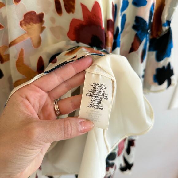 Alice + Olivia Moore Velvet Floral Print Tiered Mini Dress Cream/Blue XS - Picture 8 of 13